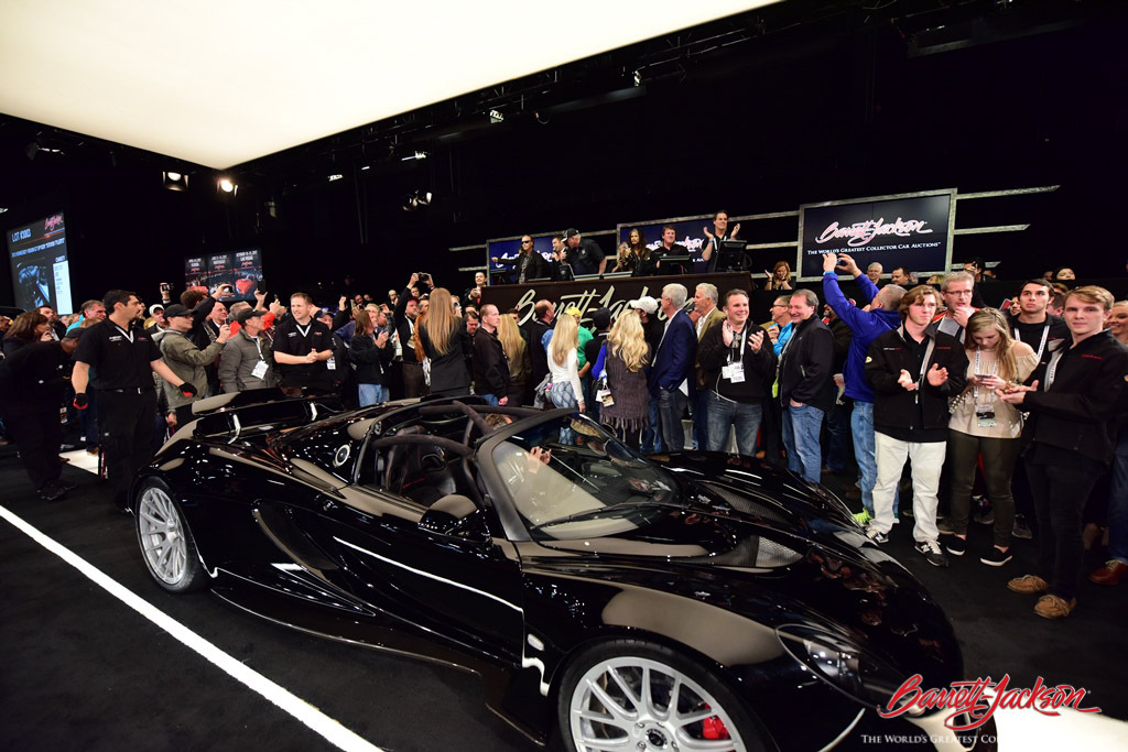 Another great Barrett-Jackson moment: Steven Tyler roared onto the stage in his 2012 Hennessey Venom GT Spyder (Lot #3003), which brought in $800,000 for the charity he helped found, Janie's Fund. 