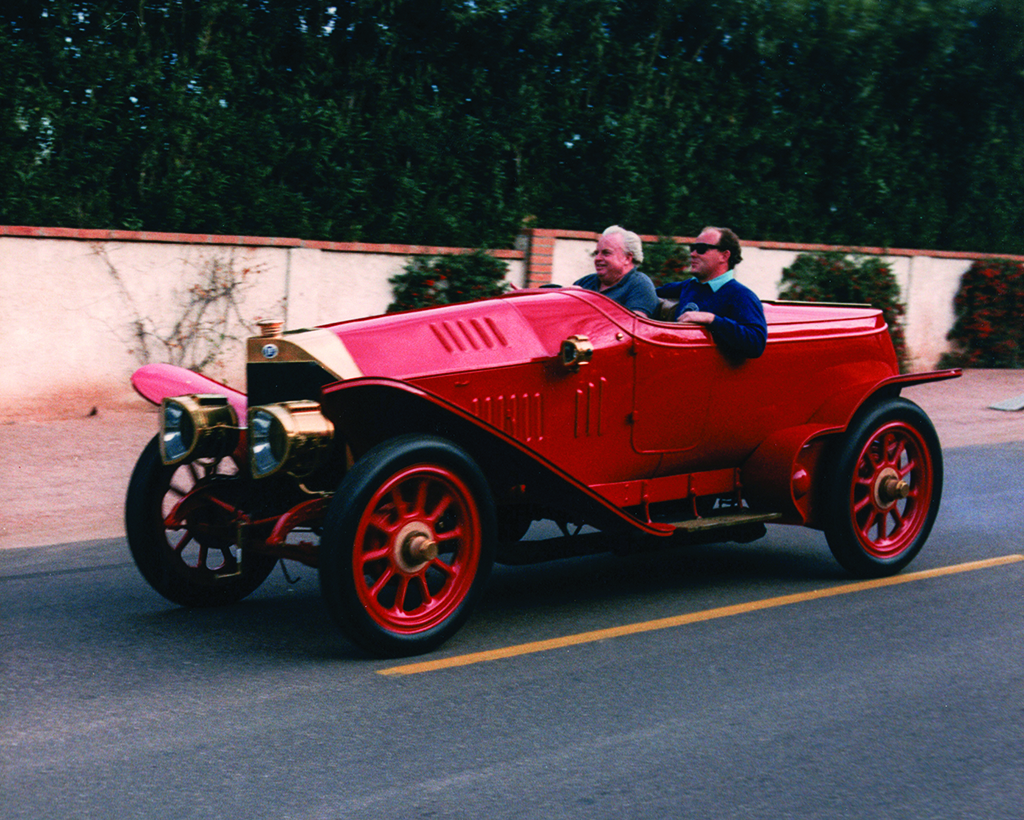 Tom and his son driving the 1914 Isotta Fraschini Tipo KM4 Gunboat Speedster that sold at the 1990 Barrett-Jackson Auction for $1,026,000.