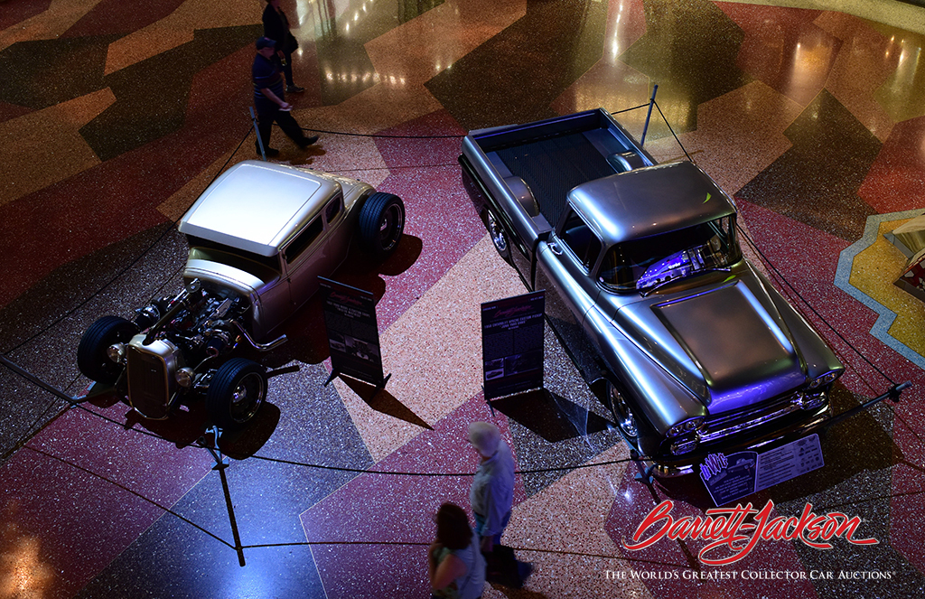 A selection of vehicles heading to Barrett-Jackson's upcoming Las Vegas and Scottsdale auctions are on display in the Mohegan Sun mall.