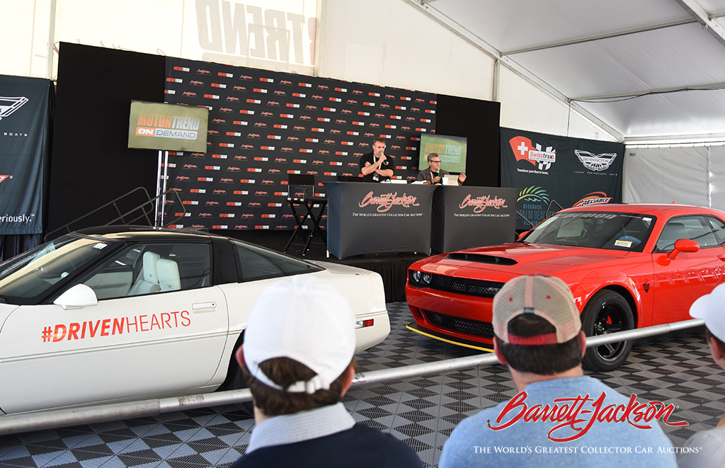 Hot Rod magazine auction analyst Craig Gussert and Radio/TV host Alan Taylor previewed a few of the 2018 Northeast Auction charity cars at the Motor Trend Live Stage today.