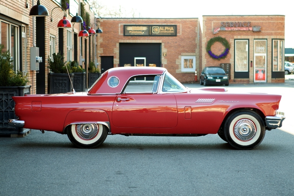 This red 1957 Ford Thunderbird F-Code soon to be crossing the block in Palm Beach is rare, as most were white or black.