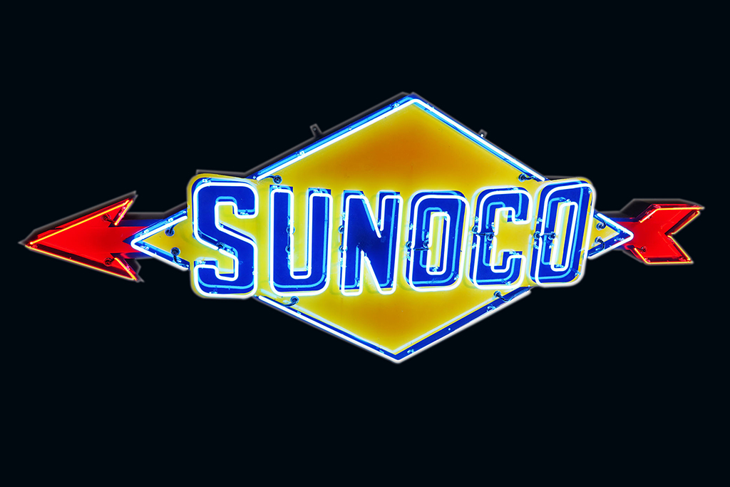 Lot #8293, a large 10-foot Sonoco Oil single-sided porcelain sign with ...