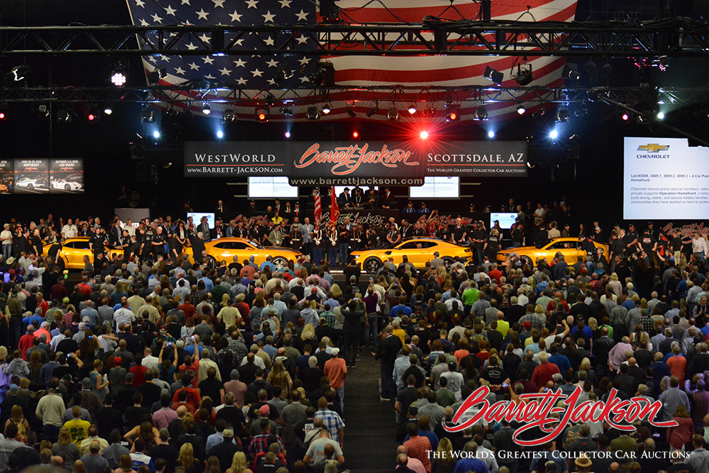 The Bumblebee Camaros on the auction block right before their $500,000 sale to benefit Operation Homefront.