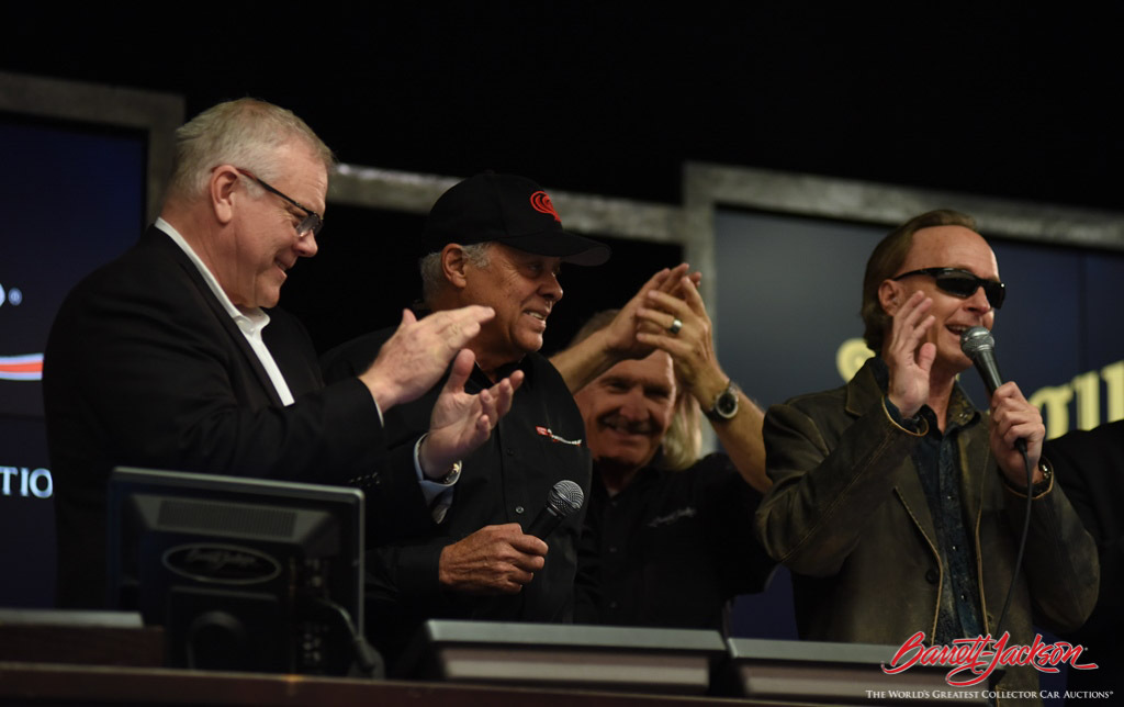 Racing legend Don "The Snake" Prudhomme joined Craig Jackson, Gary Bennett and Steve Davis on the block for the auction of three of his famous funny cars.