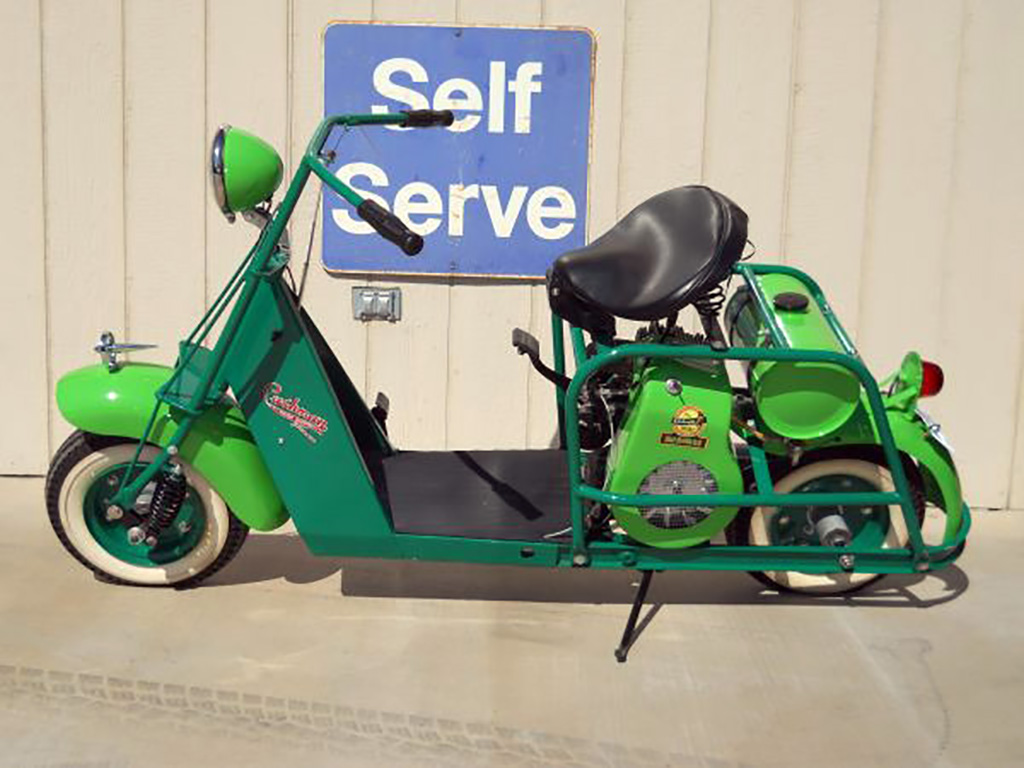 This Model 53A featured in the 2013 Scottsdale Auction was the civilian version of the "Parascooter," which was dropped by Army Airborne troops into battle during World War II.