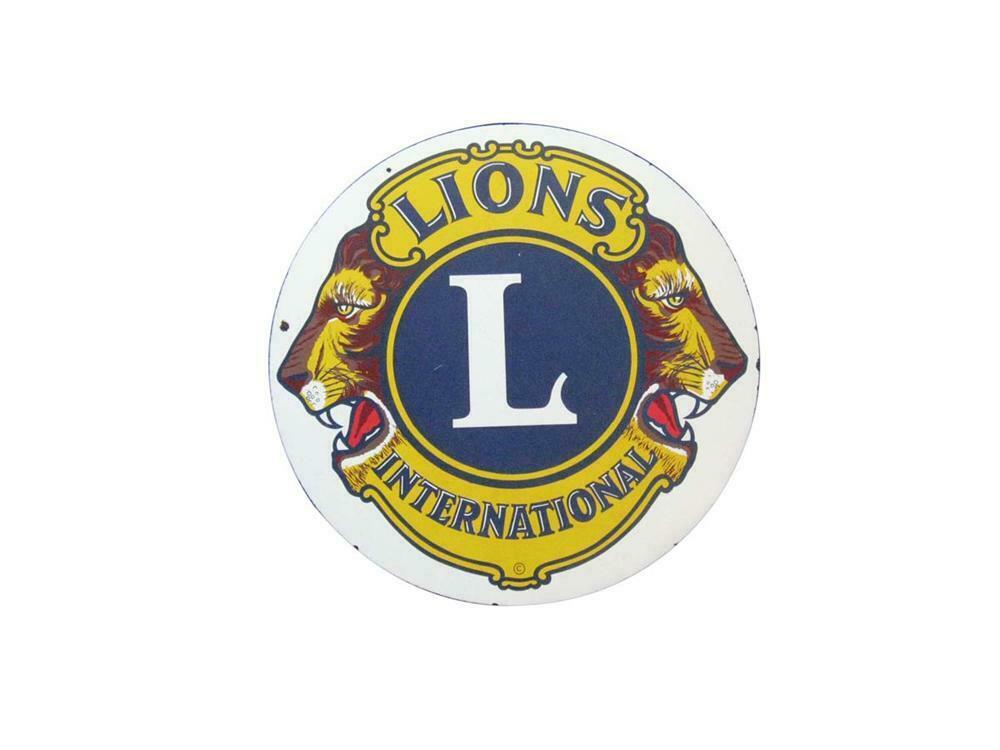 1950s Lions Club international double-sided porcelain road si