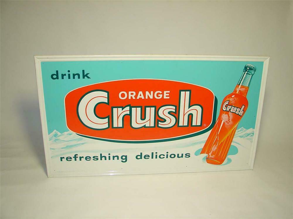 N O S Late 1950s Early 60s Orange Crush Soda Self Framed Tin N O S Late 1950s Early 60s Orange Crush Soda Self Framed Tin