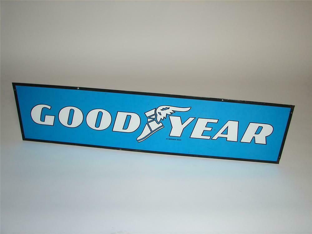 Vintage Goodyear Tires Double Sided Tin Garage Sign With Wing