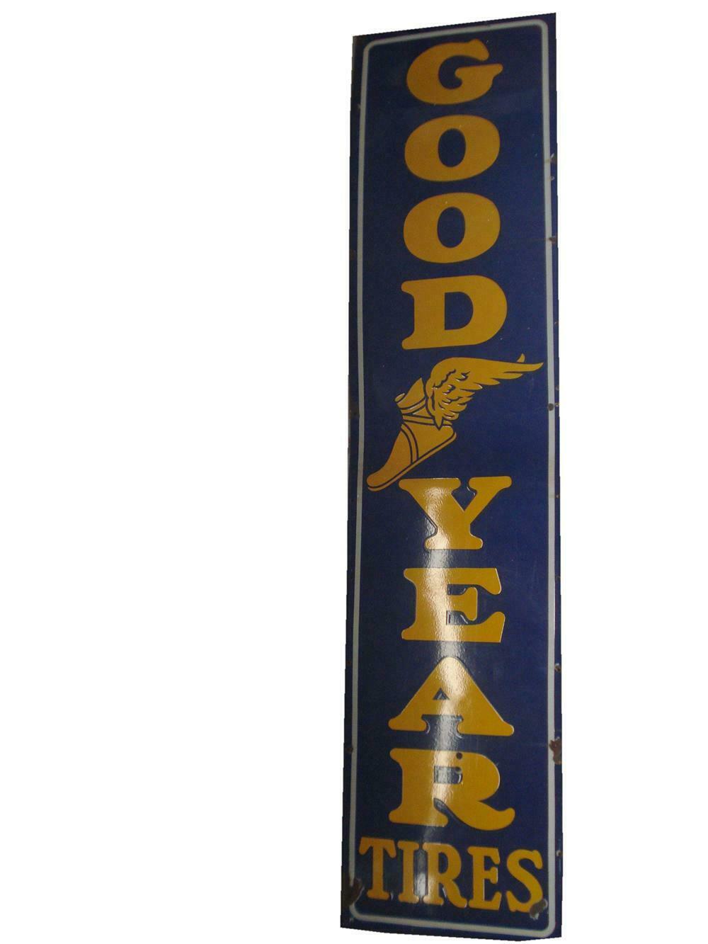 Fantastic 1930s Goodyear Tires Vertical Porcelain Garage Sign