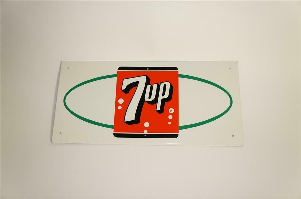 N.O.S. late 1950s-60s 7-Up soda tin sign with logo.