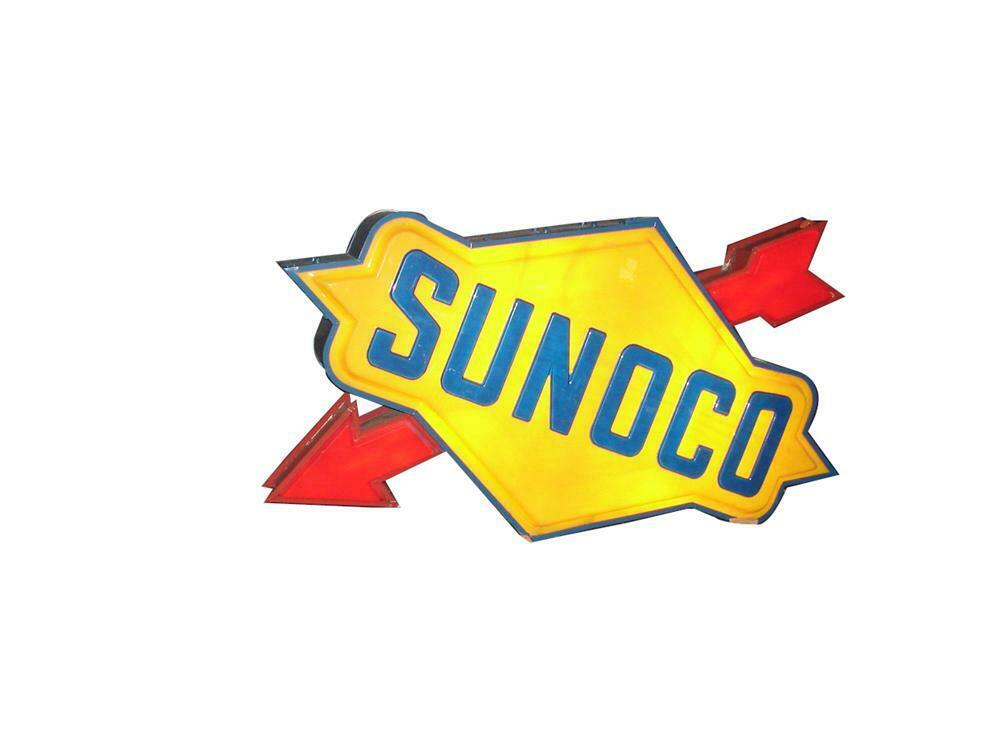 Awesome large vintage Sunoco Oil double-sided light-up servic