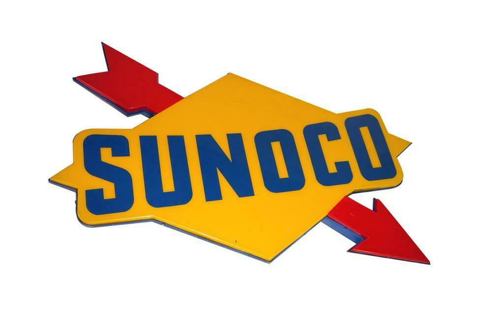 1960s Sunoco Oil single-sided light-up service station sign.