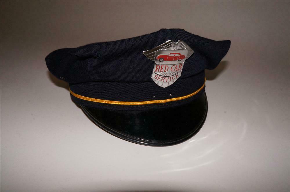 Cool 1950s Red Cab Service drivers hat found all original!