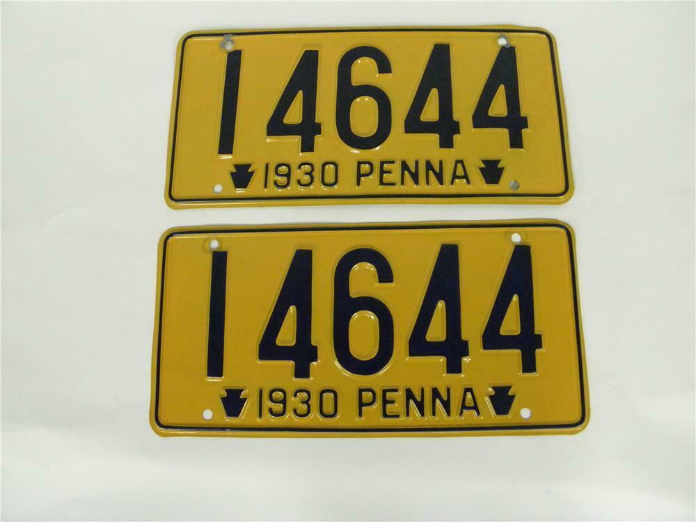 Set Of N O S 1930 Pennsylvania License Plates With Keystone