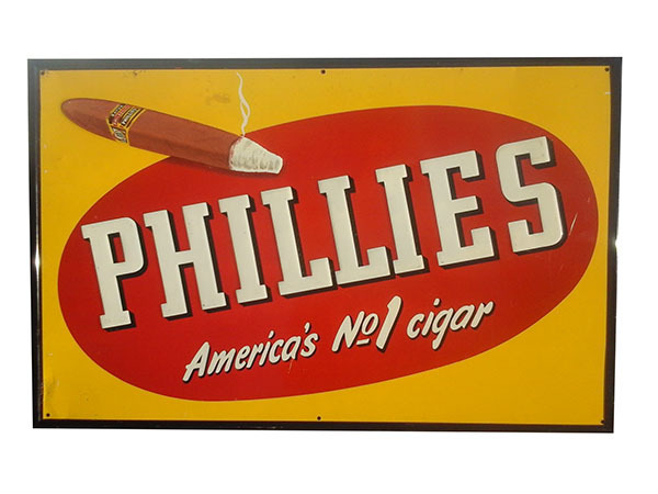 1940 S Phillies Cigars Embossed Tin Sign With Nice Graphics
