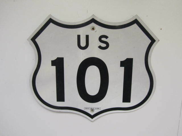 Highly prized California U.S. Highway 101 single-sided tin hi