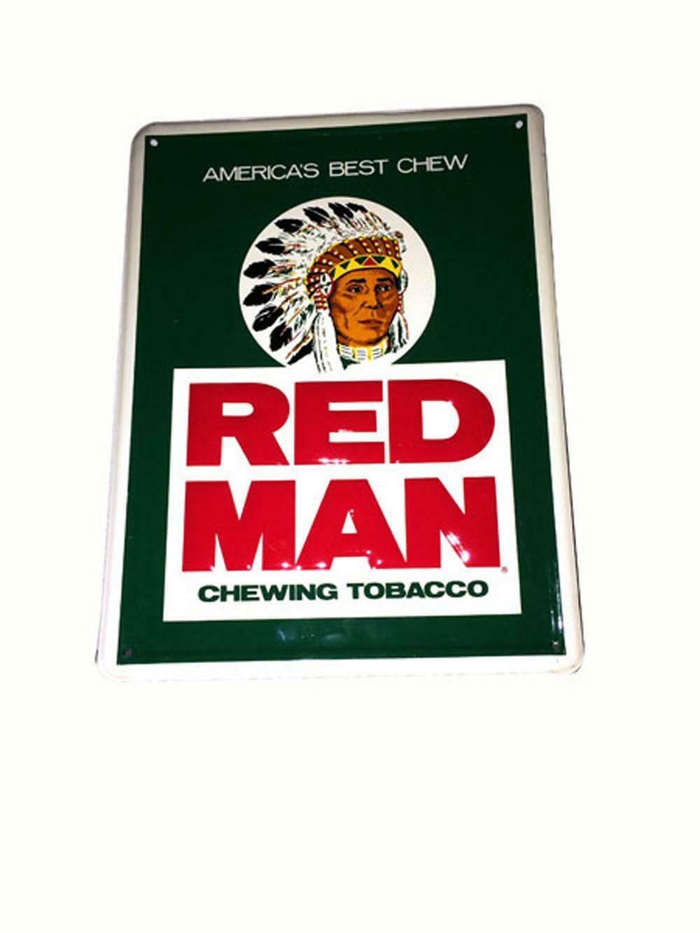 Original Vintage Red Man Chewing Tobacco Plastic/Vinyl Sign