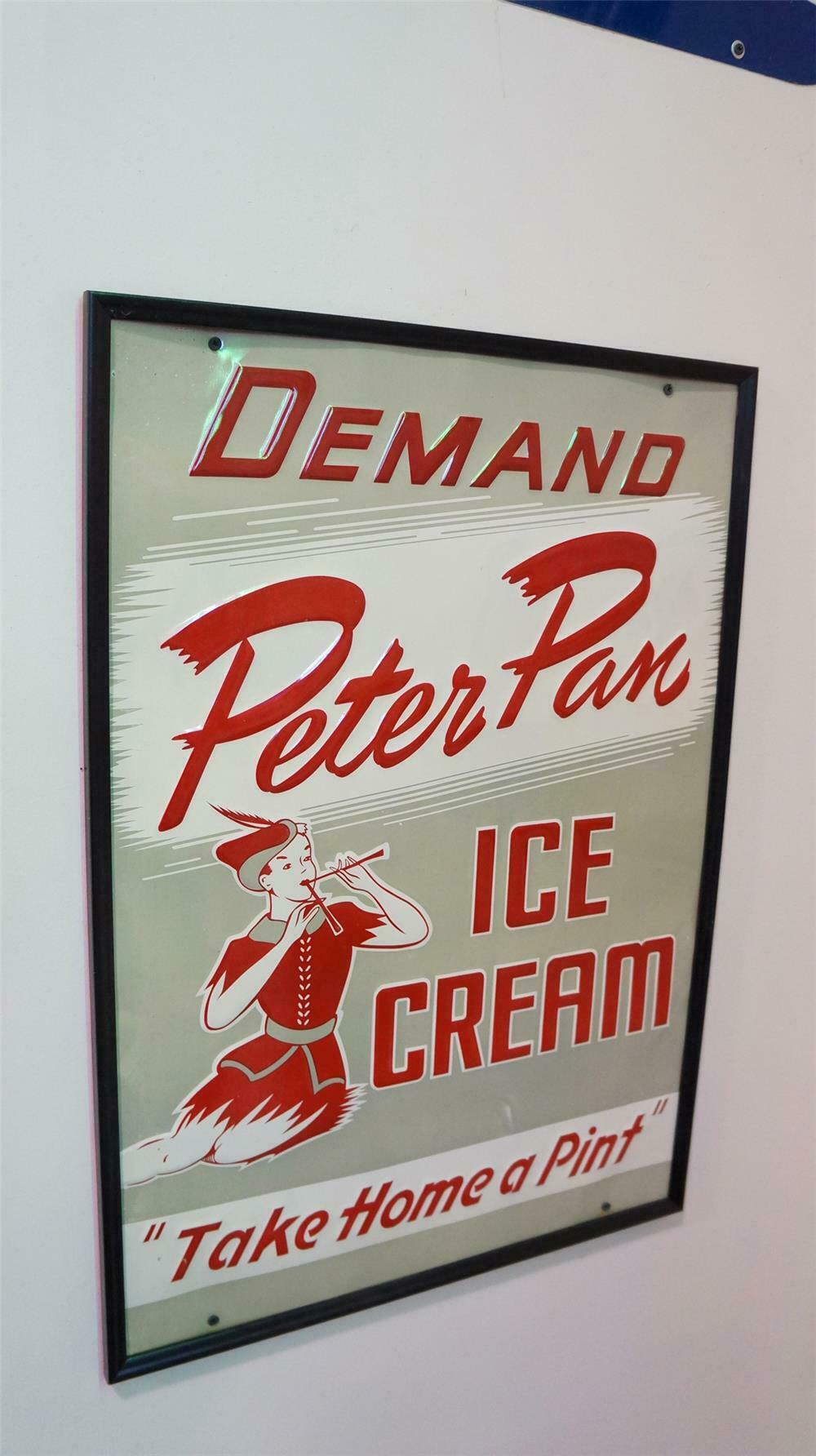 N.O.S. Peter Pan Ice Cream singe-sided embossed tin diner sig