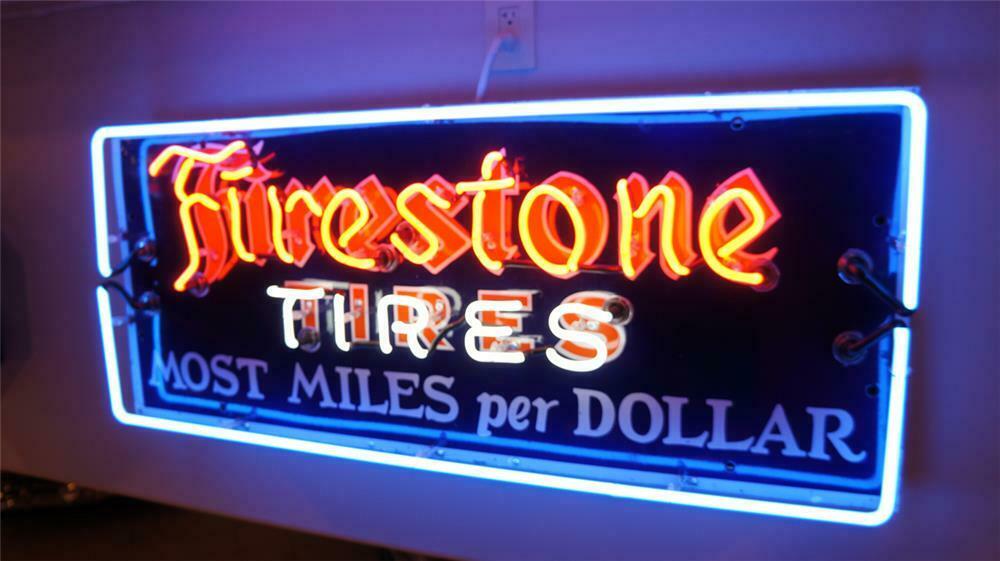 Firestone Most Miles Per dollar-tin metal wall sign 
