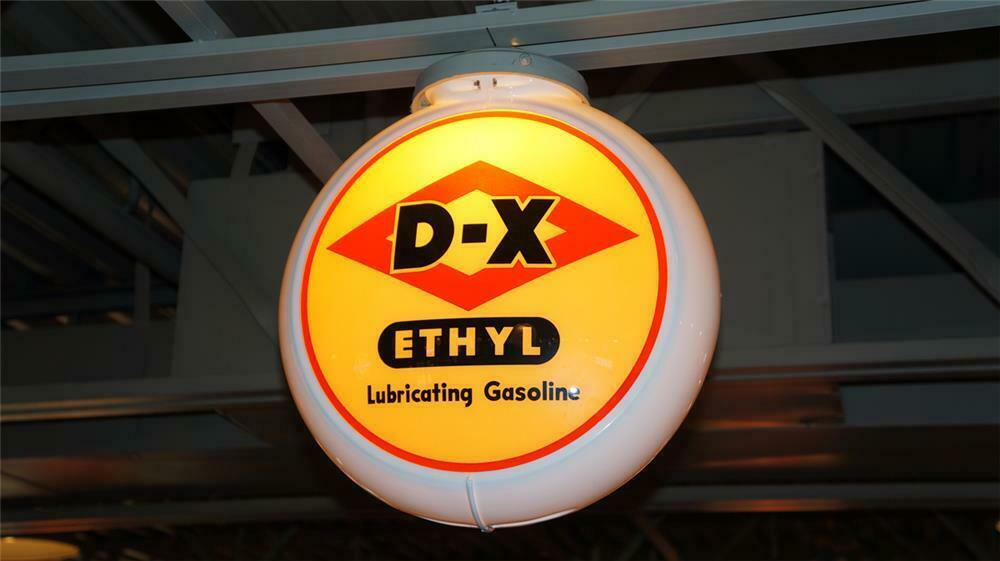 1950's DX Gasoline with Ethyl gas pump globe in a Capcolite b