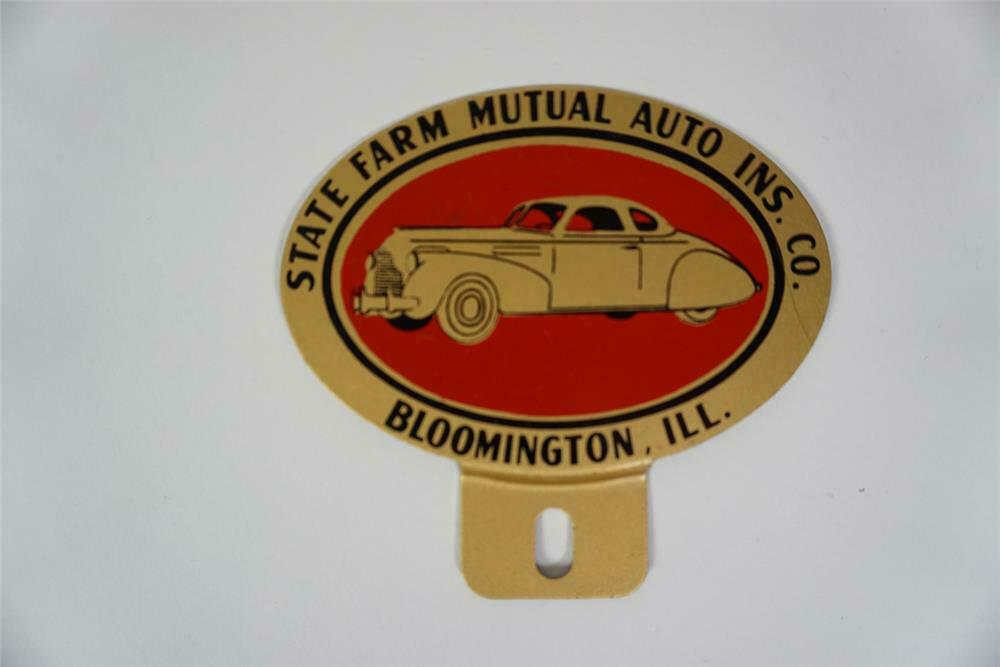 NOS 1930s State Farm Auto Insurance license plate attachment sign