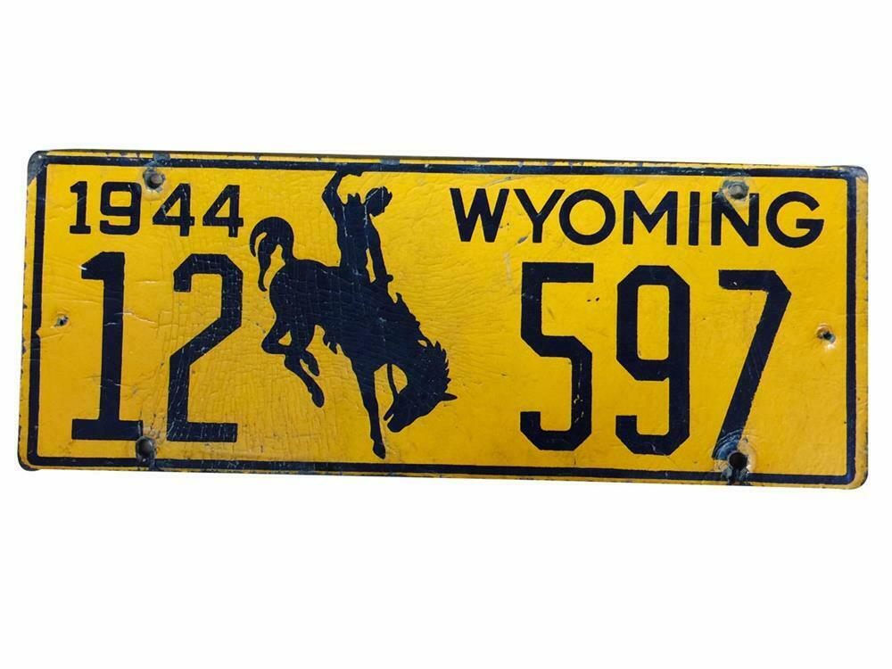Original USA Auto Nummernschild License Plate Blechschild Wyoming Cowboy Pferd