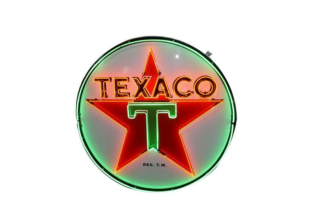 Killer restored 1950s Texaco Oil single-sided porcelain with