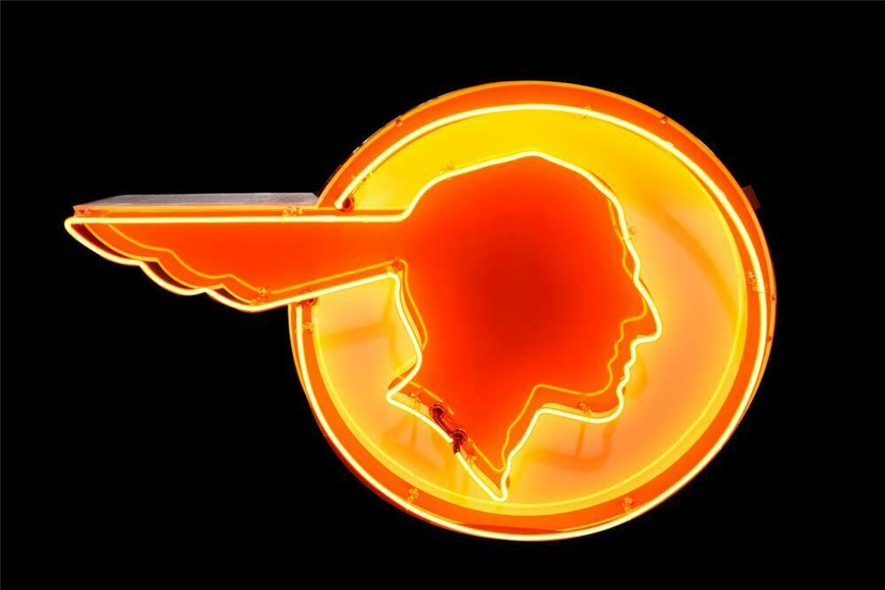 Outstanding 1950s Pontiac Automobiles Single Sided Neon Porce