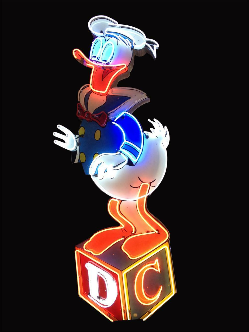 Historically significant 1950's Donald Duck neon porcelain pa