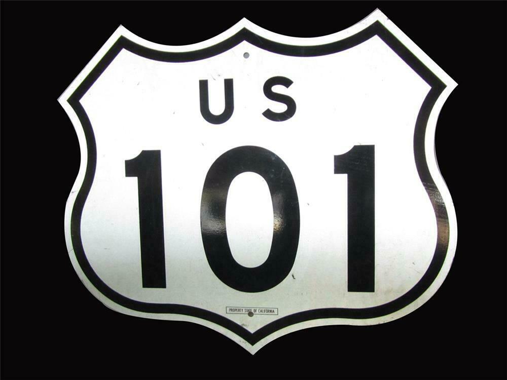 Superb US Highway 101 die-cut shield-shaped highway road sign