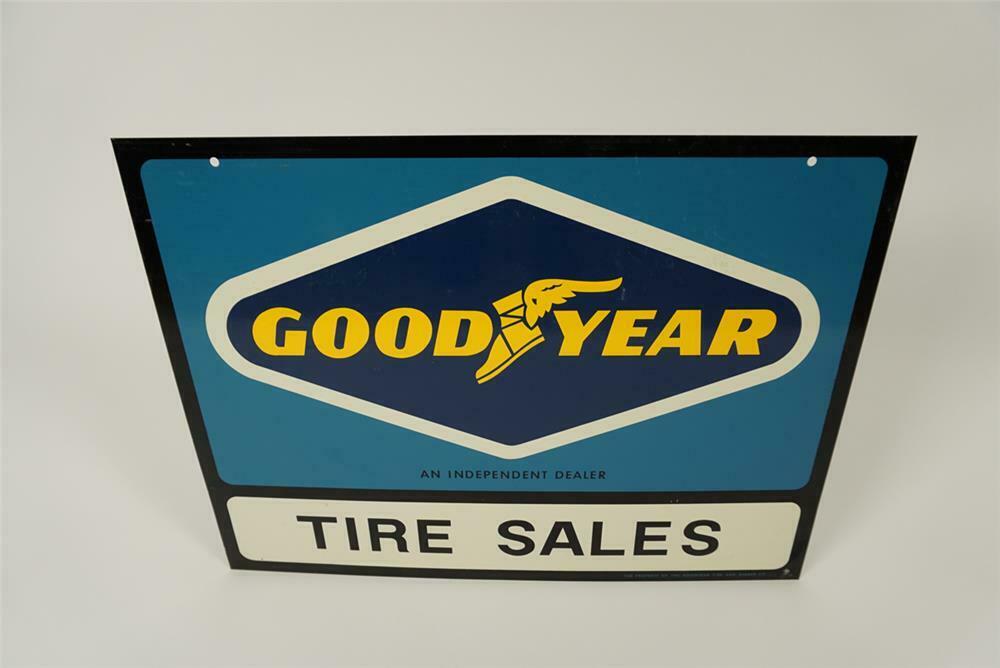 Nos Vintage Goodyear Tire Sales Double Sided Tin Garage Sign