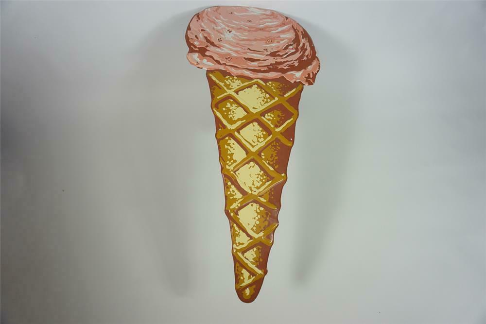 Killer NOS 1950s Ice Cream Cone die-cut tin ice cream parlor