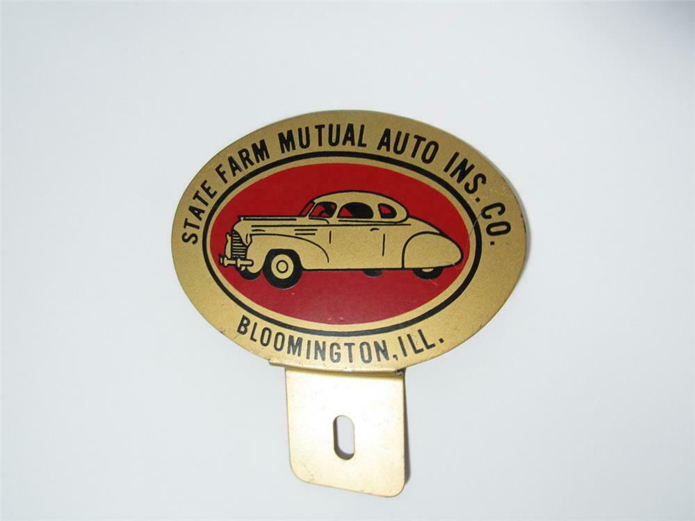 NOS 1930s State Farm Automobile Insurance tin license plate a