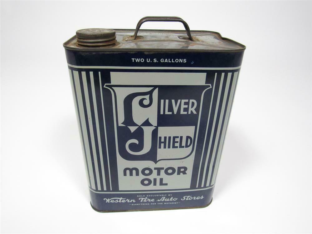 Unusual 1930s Silver Shield Motor Oil by Western Auto Stores