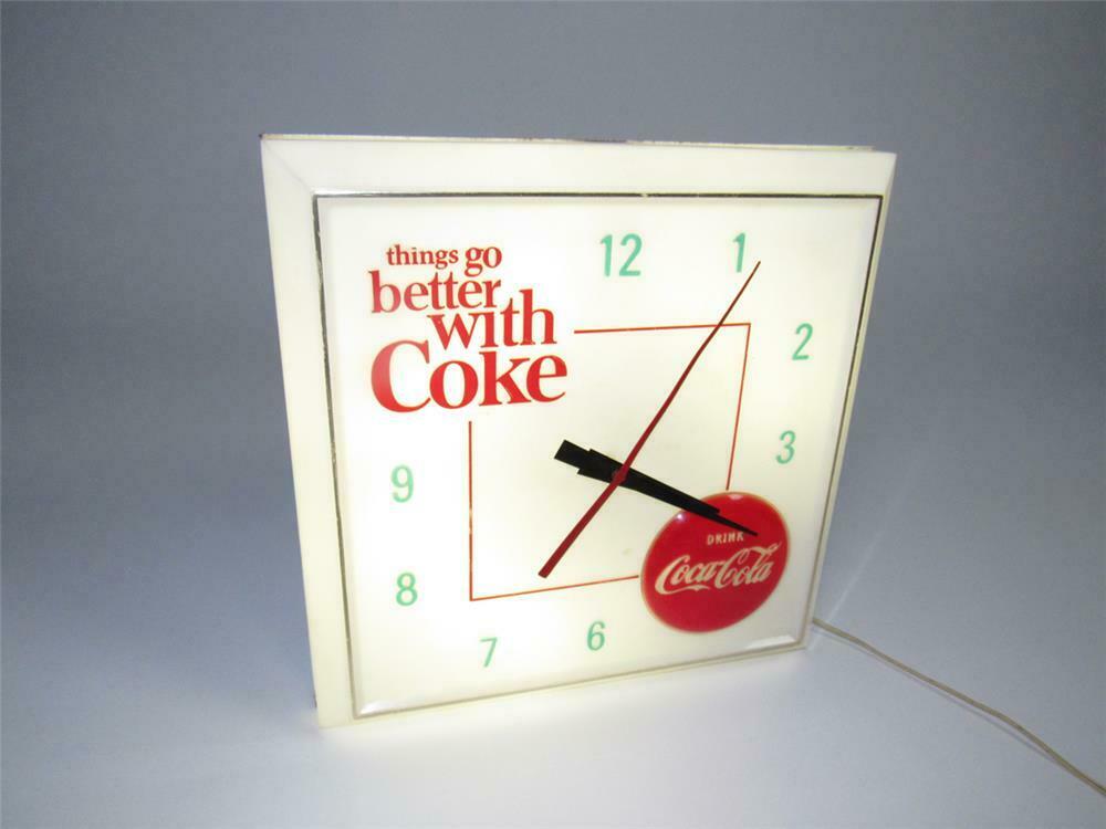 NOS VINTAGE COCA COLA COKE WILL RETURN STORE CLOCK PLASTIC SIGN