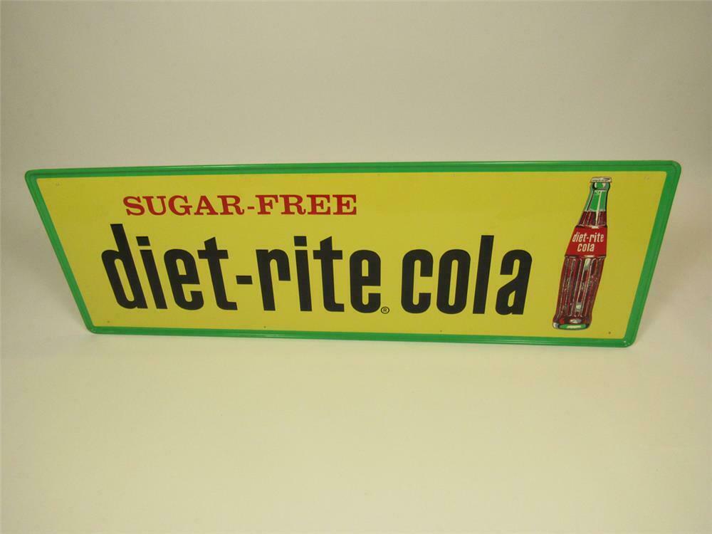 NOS late 1950s Diet-Rite Cola embossed tin diner sign with pe