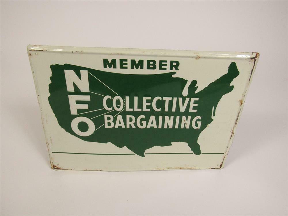 1950s NFO 'National Farmers Organization' single-sided tin si