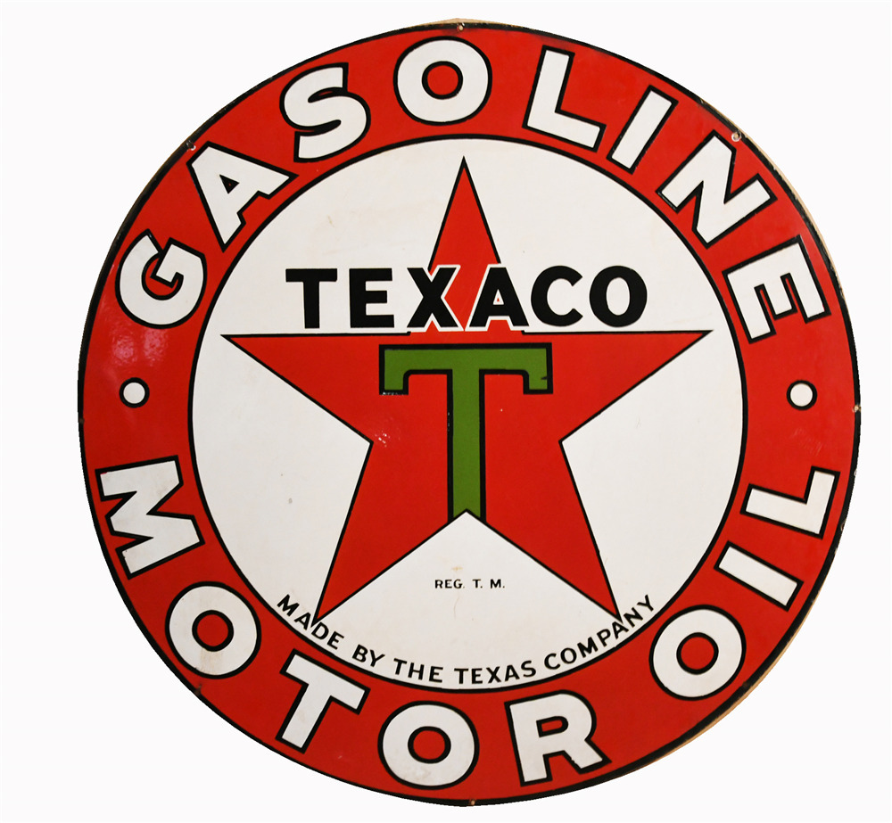 Texaco Texas Petroleum Company Gas Oil Gasoline Porcelain Sign 