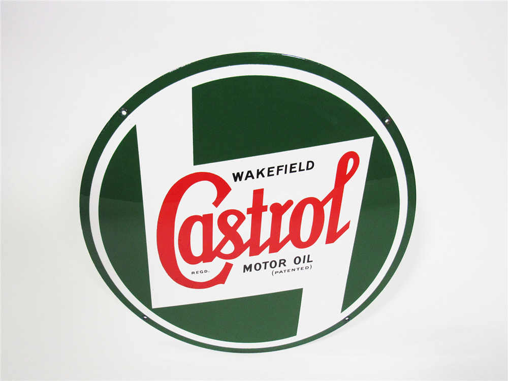 1940S CASTROL MOTOR OIL PORCELAIN SERVICE STATION SIGN