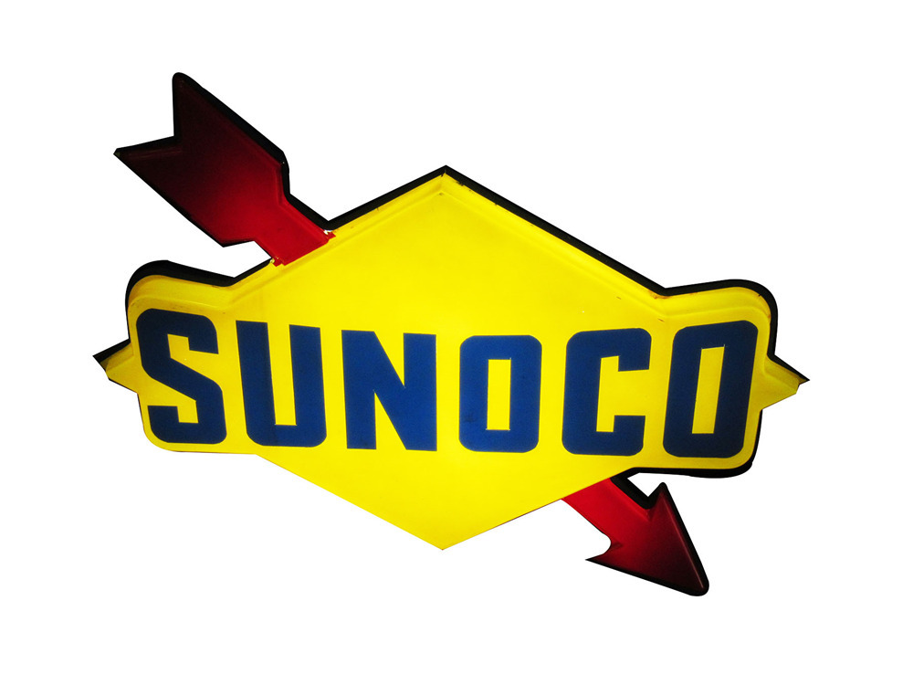 SUNOCO OIL LIGHT-UP SERVICE STATION SIGN