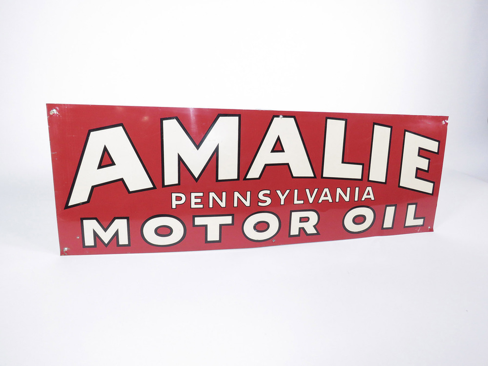 1940S-50S AMALIE PENNSYLVANIA MOTOR OIL TIN SIGN