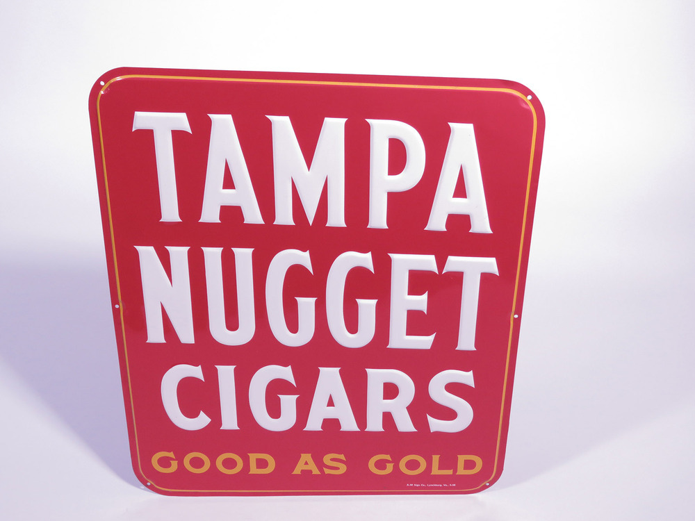 1956 Tampa Nugget Cigars Embossed Tin Sign