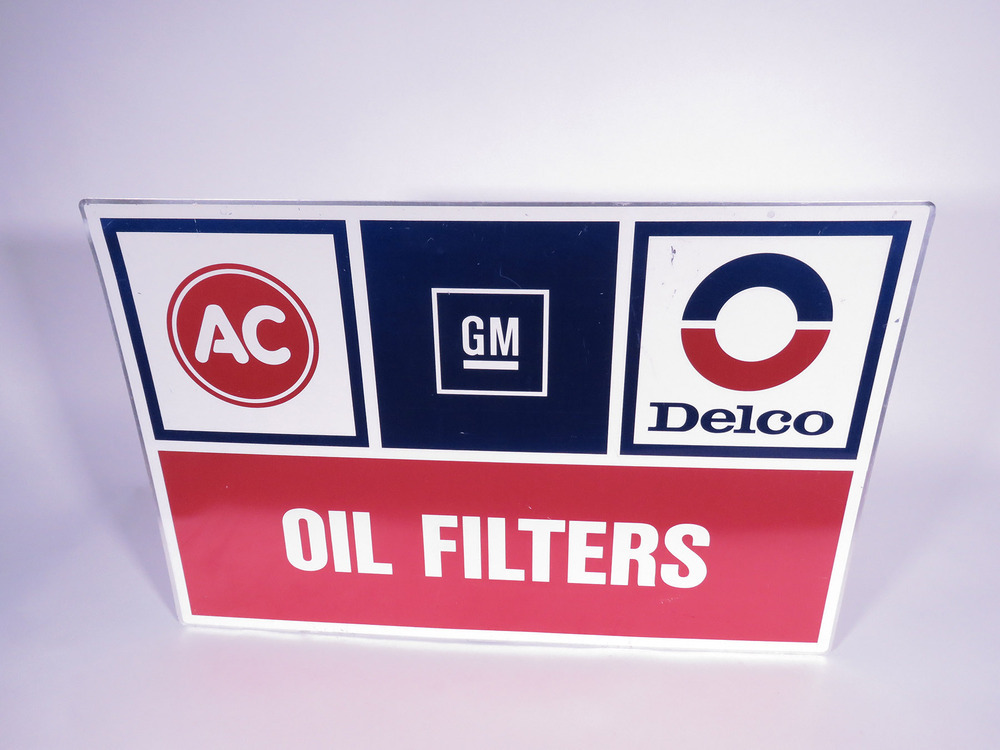 Vintage Gm Ac Delco Oil Filters Tin Sign