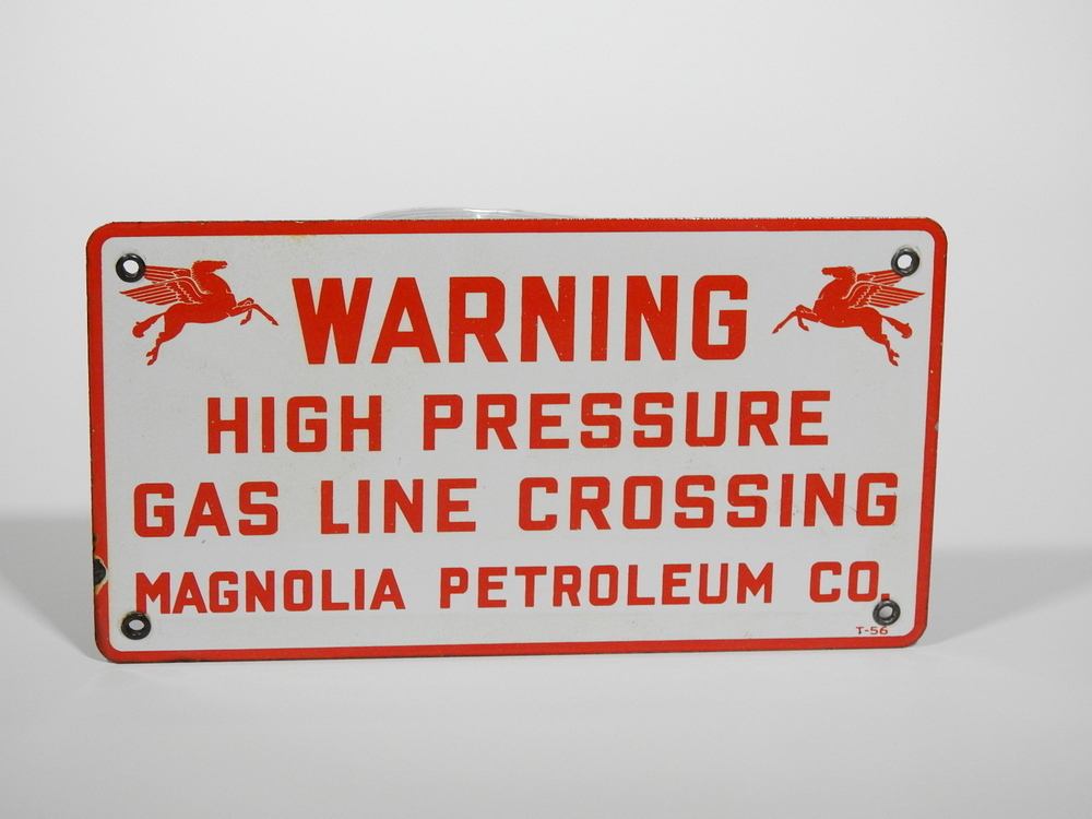 1956 MOBIL MAGNOLIA PETROLEUM COMPANY GAS LINE PORCELAIN SIGN 1956 MOBIL MAGNOLIA PETROLEUM COMPANY GAS LINE PORCELAIN SIGN