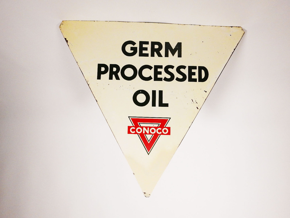 1930S CONOCO GERM PROCESSED OIL SIGN - Rear 3/4 - 242527