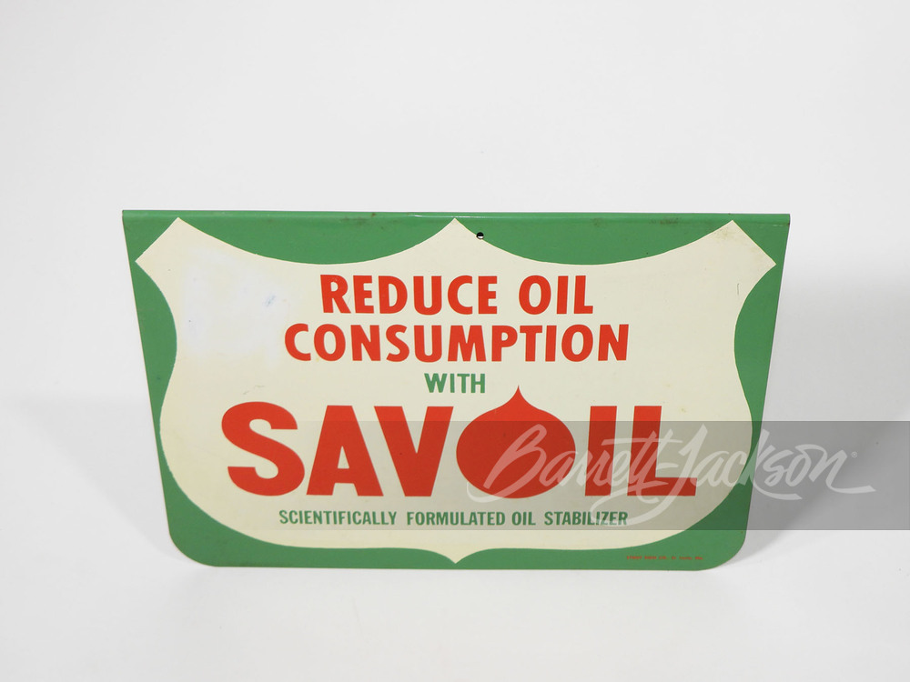 EARLY 1960S SAVOIL TIN RACK SIGN