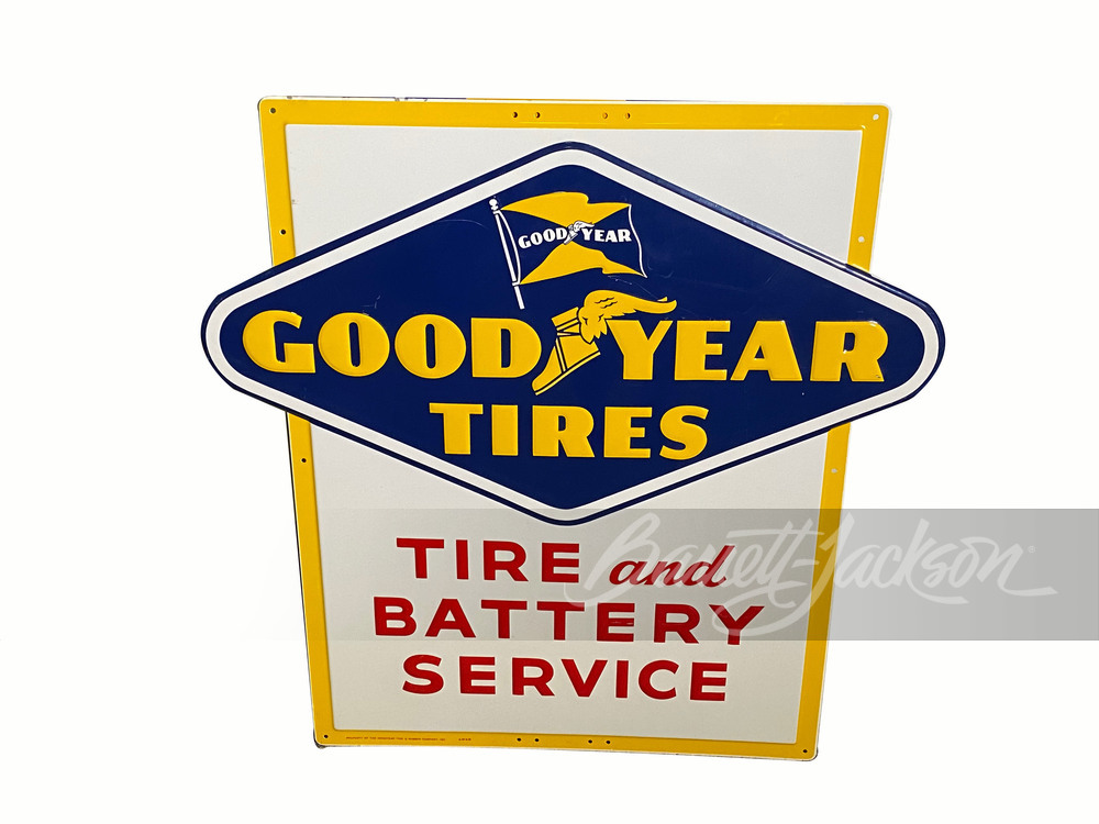 Vintage Good Year Tires Design Black & Yellow Reproduction Circle Aluminum Sign