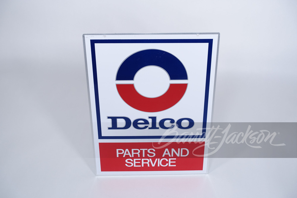 VINTAGE DELCO PARTS AND SERVICE TIN SIGN