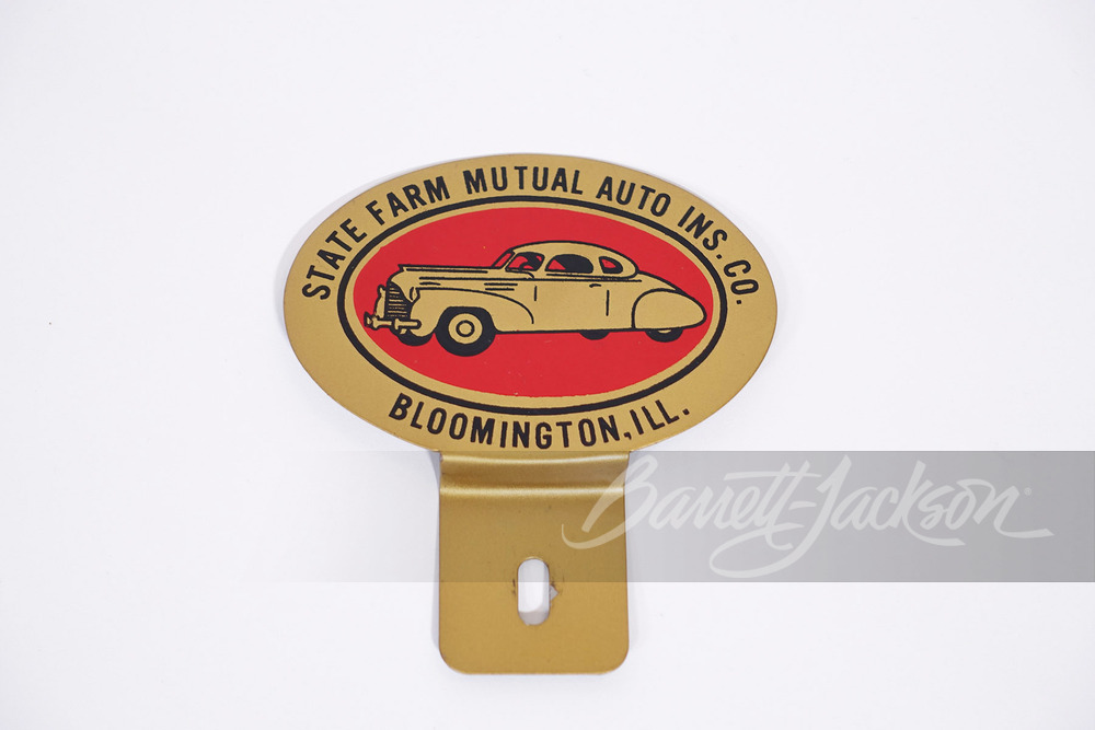 1930S STATE FARM INSURANCE TIN LICENSE PLATE ATTACHMENT SIGN - Front 3/