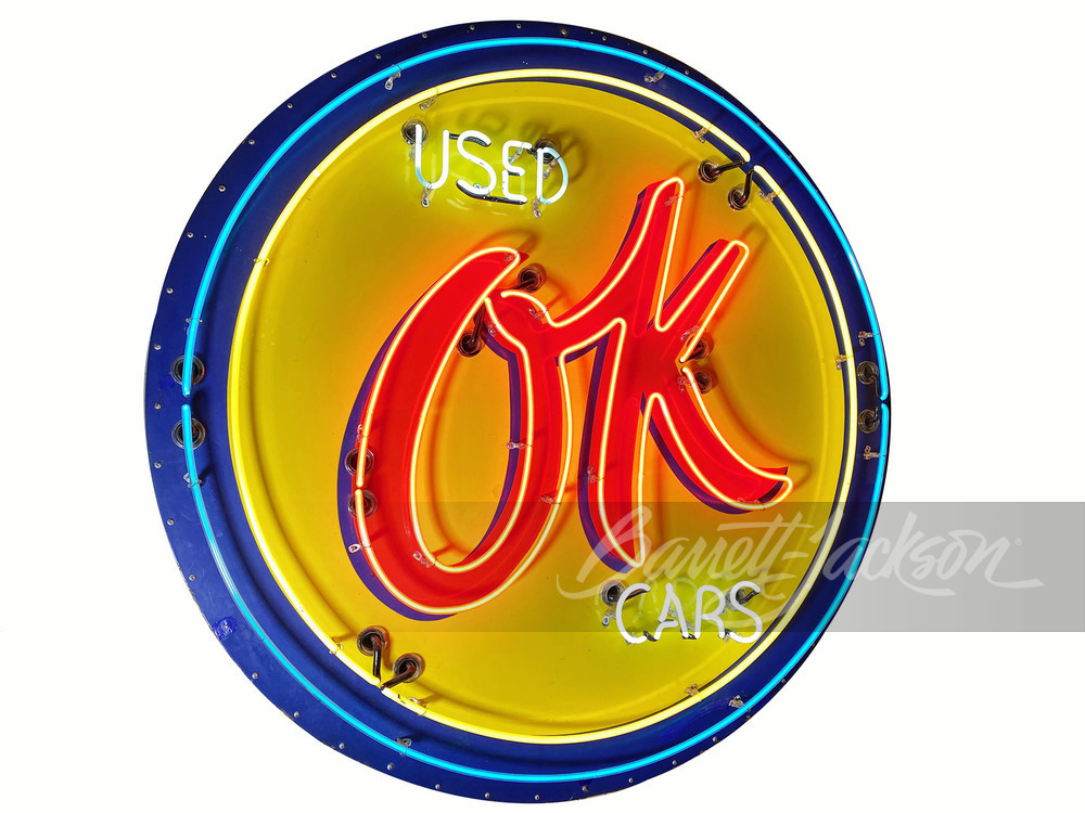 LARGE LATE 1950S CHEVROLET OK USED CARS PORCELAIN WITH NEON S